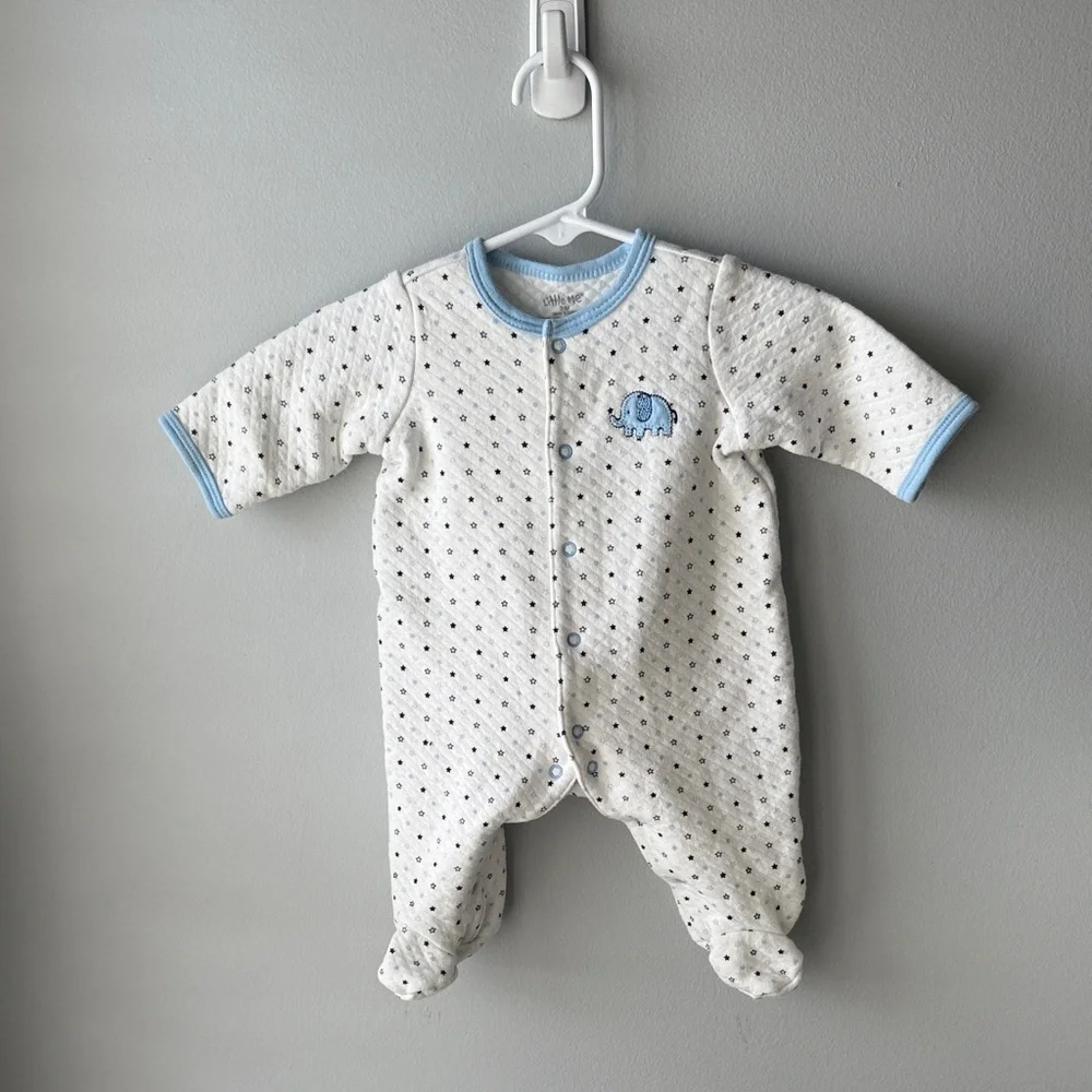 Little Me Baby Quilted Elephant‎ Star Footie Pajamas 3M
